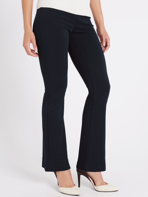 

Marks & Spencer Women Navy Blue Slim Fit Solid Bootcut Trousers