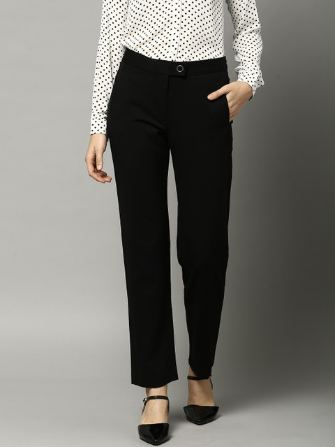 

Marks & Spencer Women Black Straight Fit Solid Formal Trousers