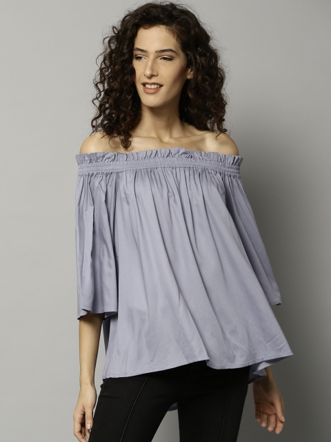 

Marks & Spencer Women Blue Solid Bardot Top