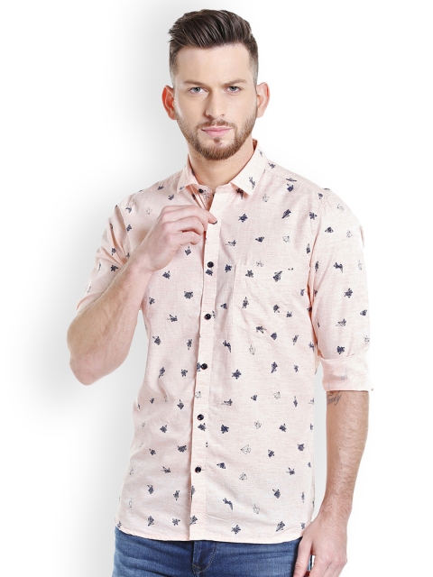 

Killer Men Peach-Coloured Slim Fit Printed Casual Shirt