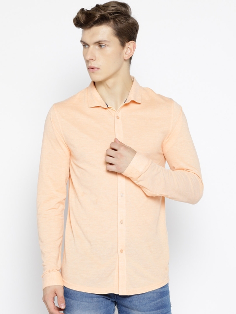

Killer Men Peach-Coloured Slim Fit Solid Casual Shirt