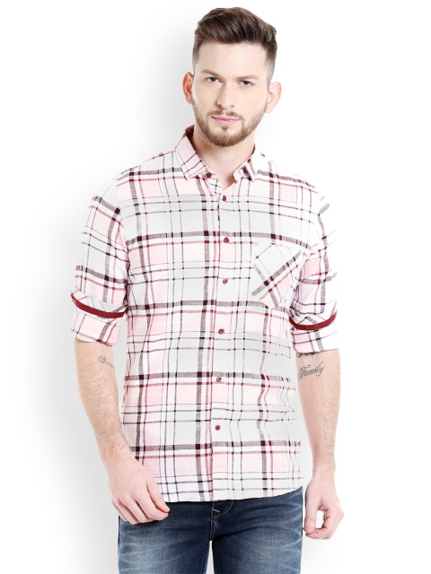 

Killer Men Pink & Off-White Slim Fit Checked Casual Shirt