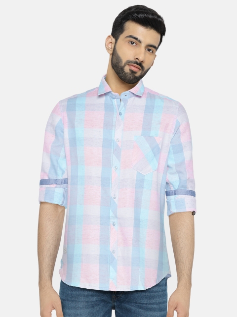 

Killer Men Pink & Blue Slim Fit Checked Casual Shirt