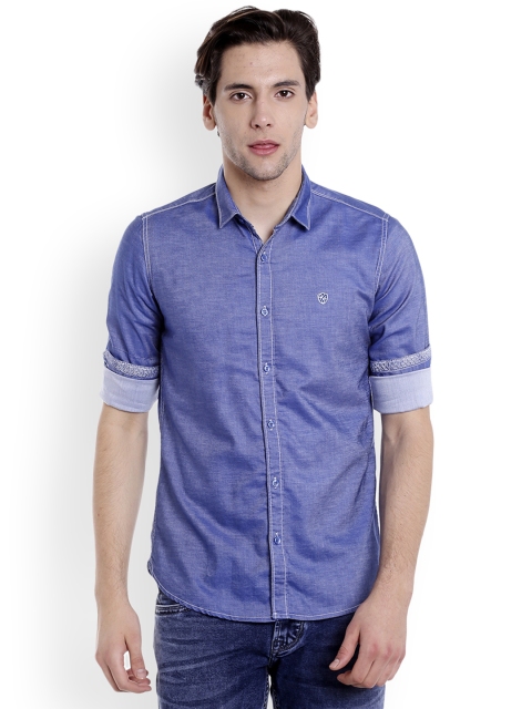 

Killer Men Blue Slim Fit Solid Casual Shirt