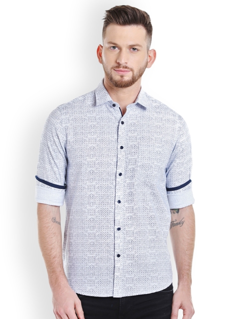 

Killer Men White & Navy Slim Fit Printed Casual Shirt