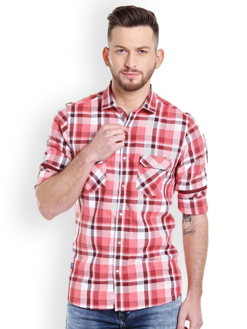 

Killer Men Pink & White Slim Fit Checked Casual Shirt