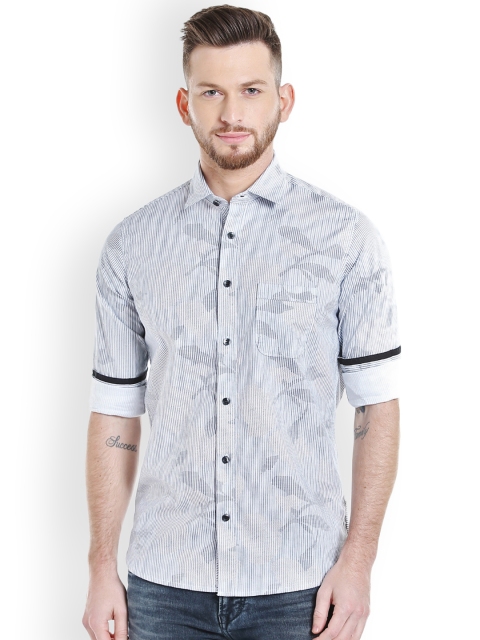 

Killer Men Grey & Blue Slim Fit Printed Casual Shirt