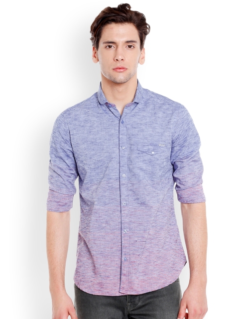 

Killer Men Red & Blue Slim Fit Self Design Casual Shirt