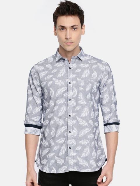 

Killer Men White & Navy Slim Fit Printed Casual Shirt