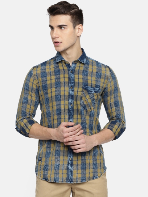

Killer Men Blue & Yellow Slim Fit Checked Casual Shirt