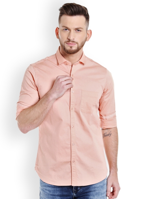 

Killer Men Peach-Coloured Slim Fit Solid Casual Shirt