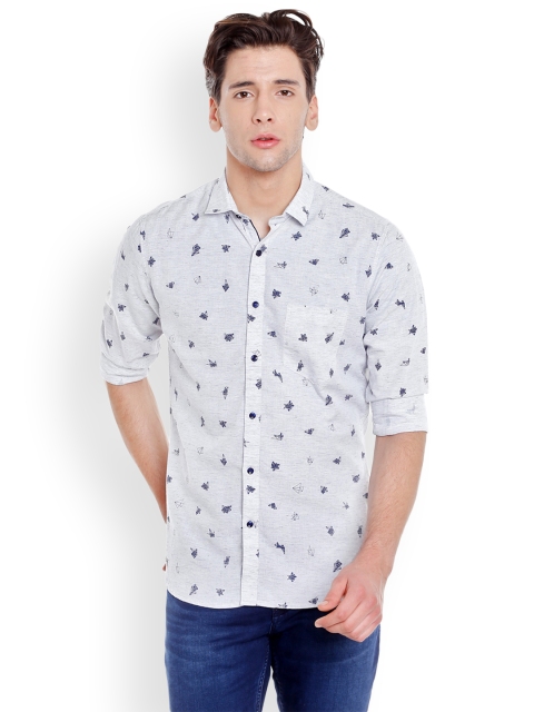 

Killer Men Grey & Navy Blue Slim Fit Printed Casual Shirt