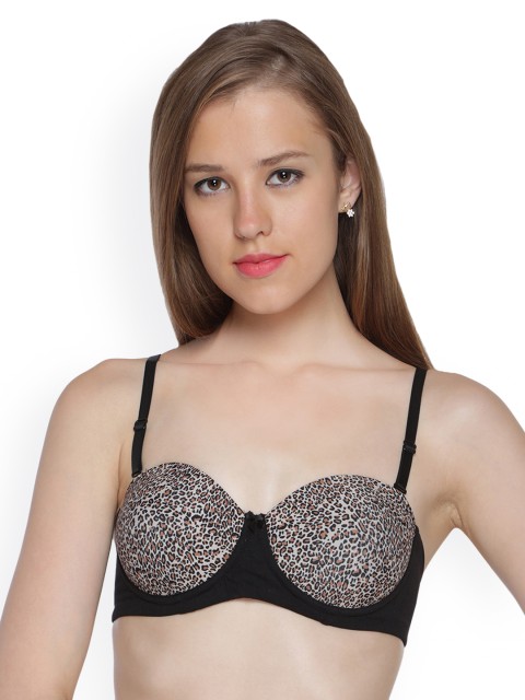 

Sonari Black & Brown Printed Non-Wired Lightly Padded Demi Bra stellablack