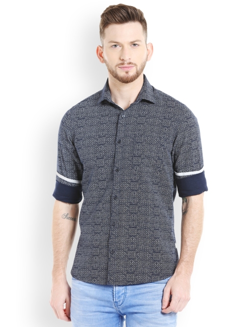 

Killer Men Navy Slim Fit Printed Casual Shirt, Navy blue