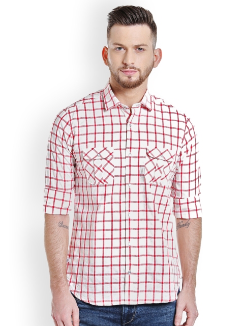 

Killer Men Red & White Slim Fit Checked Casual Shirt
