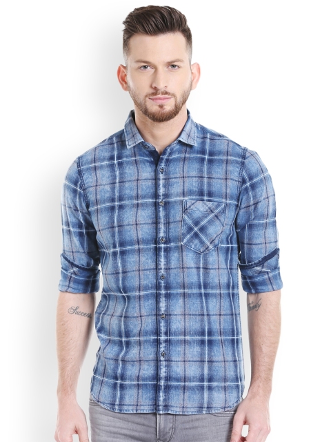 

Killer Men Blue Slim Fit Checked Casual Shirt