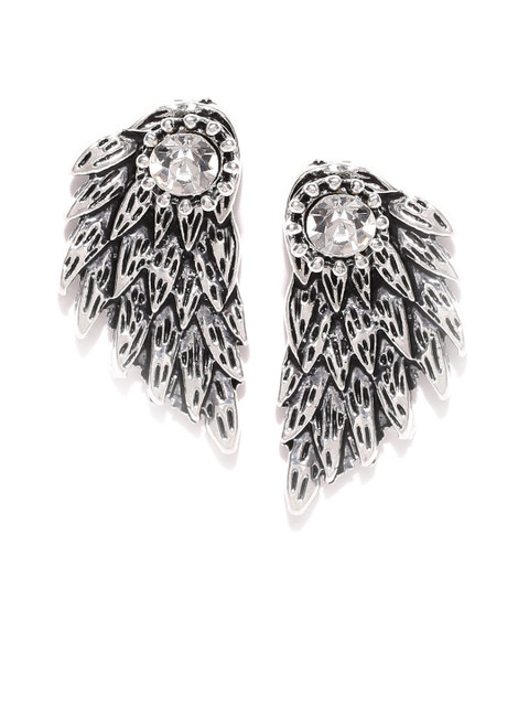 

OOMPH Silver-Toned & Black Contemporary Studs