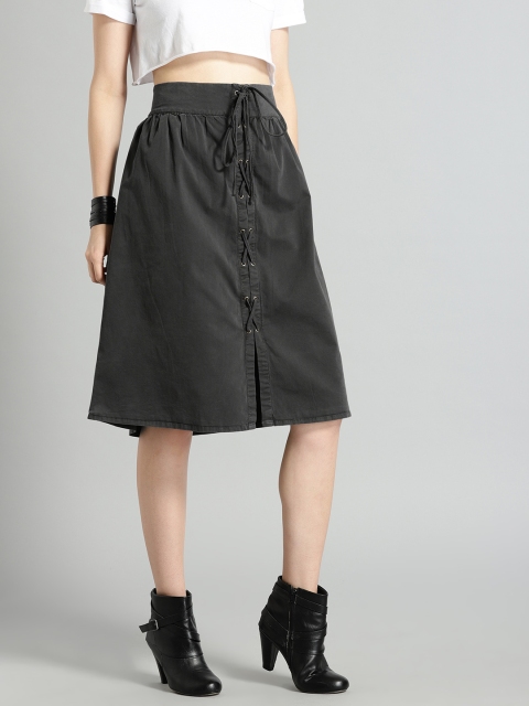 

Roadster Women Charcoal Grey A-Line Pure Cotton Skirt