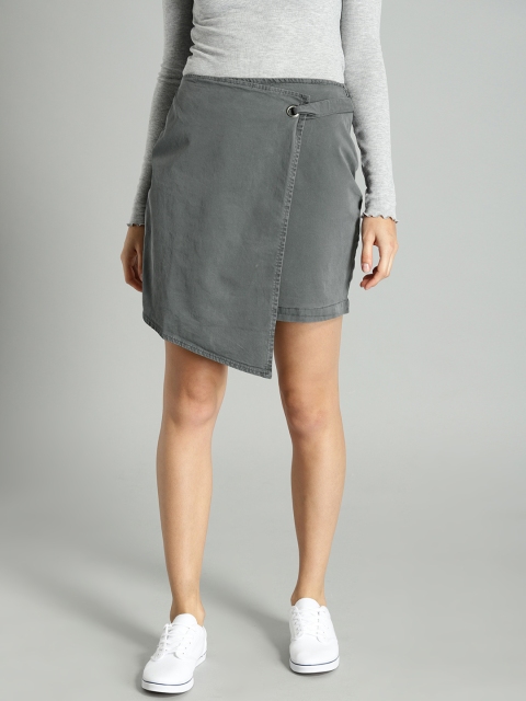 

Roadster Women Charcoal Grey A-line Wrap Skirt