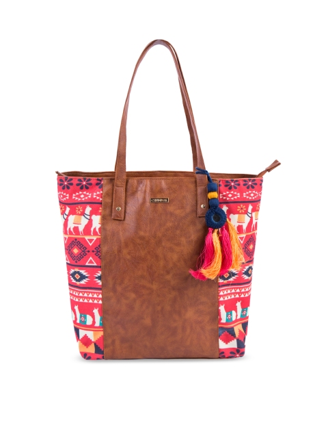 

Chumbak Tan Printed Tote Bag