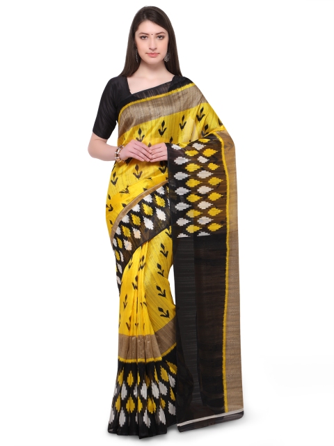 

Ligalz Yellow Printed Silk Cotton Saree