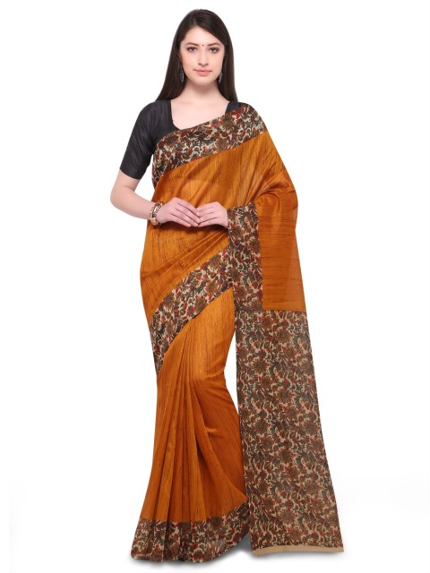 

Ligalz Rust Orange Silk Cotton Solid Saree