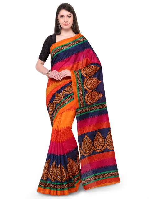 

Ligalz Multicoloured Printed Silk Cotton Saree, Multi