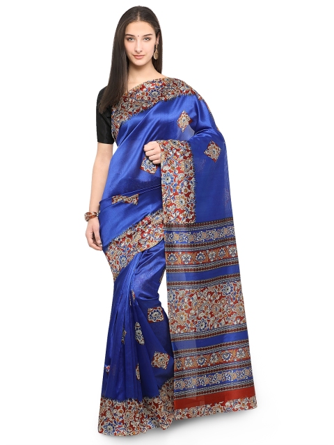 

Ligalz Blue Printed Silk Cotton Saree