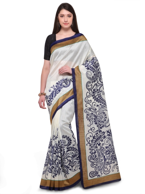 

Ligalz White Printed Silk Cotton Saree