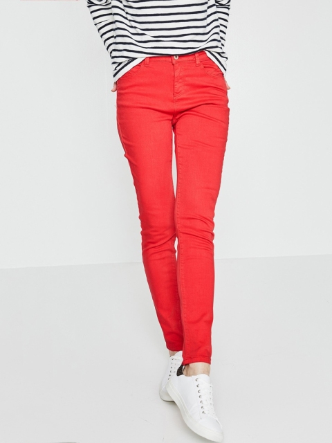 

promod Women Red Original Slim Fit Mid-Rise Clean Look Jeans