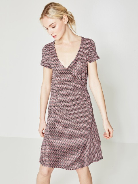 

promod Women Red Printed Wrap Dress