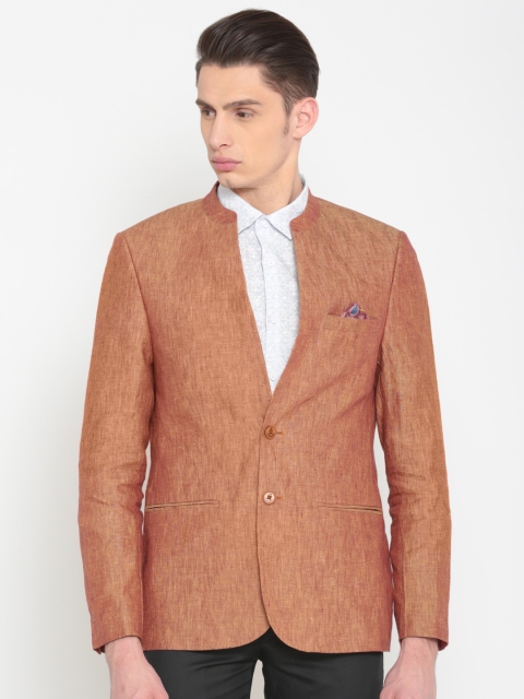 

Lombard Men Orange Dual-Toned Slim Single-Breasted Casual Blazer