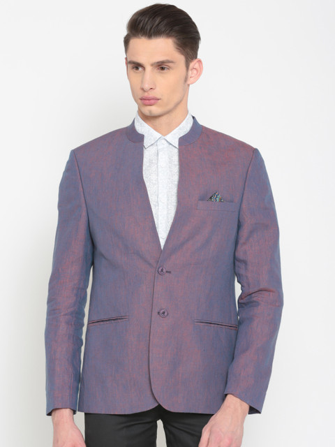 

Lombard Men Purple Dual-Toned Slim Single-Breasted Casual Blazer