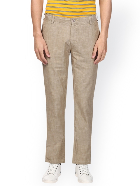 

ColorPlus Men Beige Regular Fit Solid Regular Trousers