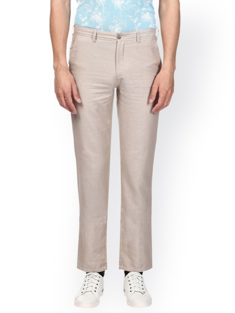 

ColorPlus Men Beige Regular Fit Solid Regular Trousers