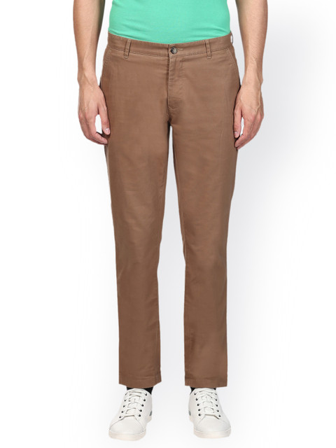 

ColorPlus Men Brown Regular Fit Solid Regular Trousers