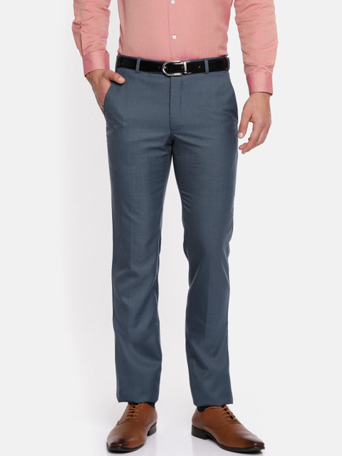 

Park Avenue Men Blue Super Slim Fit Solid Formal Trousers