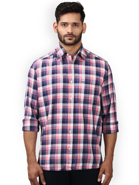 

ColorPlus Men Pink & Blue Regular Fit Checked Casual Shirt