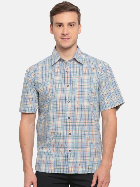 

ColorPlus Men Blue & Green Classic Regular Fit Checked Casual Shirt