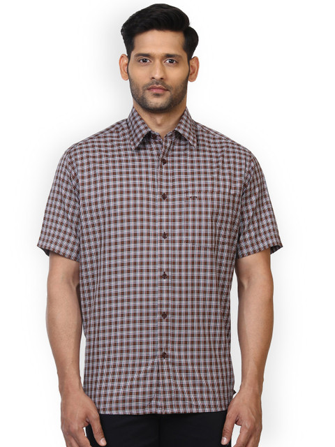 

ColorPlus Men Brown Classic Regular Fit Checked Casual Shirt
