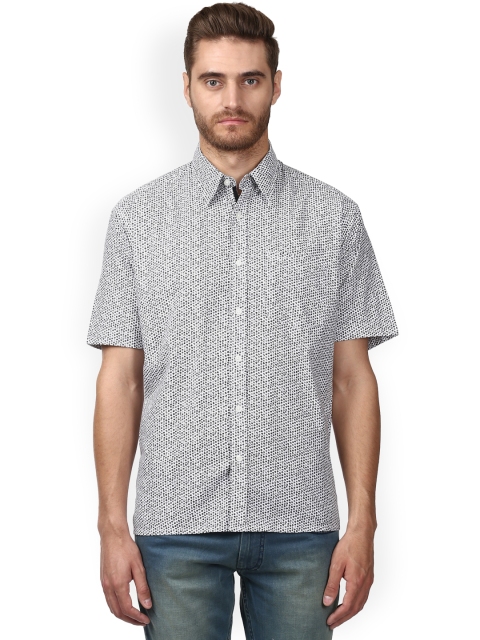ColorPlus Men Off-White Regular Fit Printed Casual Shirt