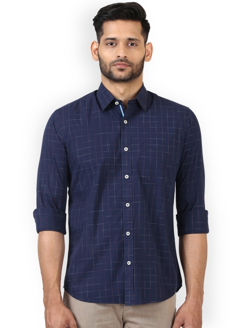 

ColorPlus Men Navy Blue Tailored Fit Checked Casual Shirt