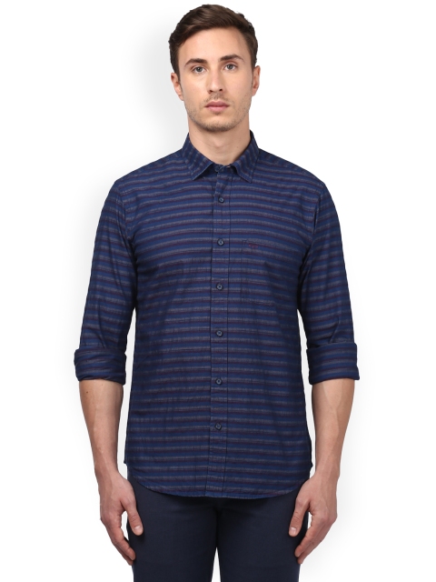 

ColorPlus Men Blue & Maroon Regular Fit Striped Casual Shirt