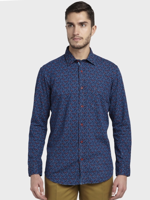 

ColorPlus Men Blue Tailored Fit Printed Casual Shirt