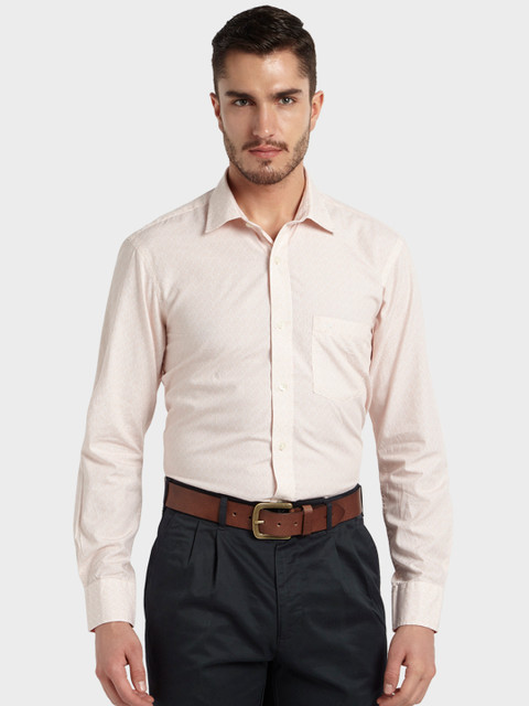 

ColorPlus Men Cream-Coloured Tailored Fit Printed Semiformal Shirt