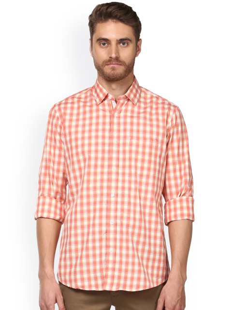 

ColorPlus Men Orange Regular Fit Checked Casual Shirt