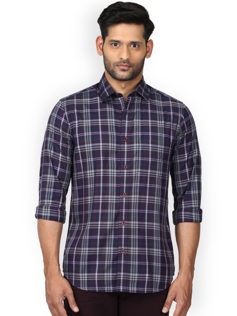 

ColorPlus Men Purple Tailored Fit Checked Casual Shirt