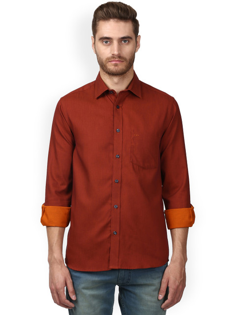 

ColorPlus Men Rust Regular Fit Solid Casual Shirt