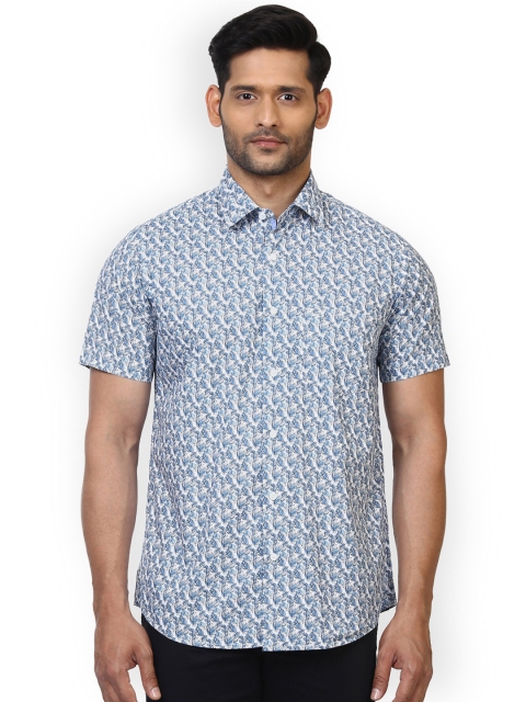 

ColorPlus Men Blue Tailored Fit Printed Casual Shirt