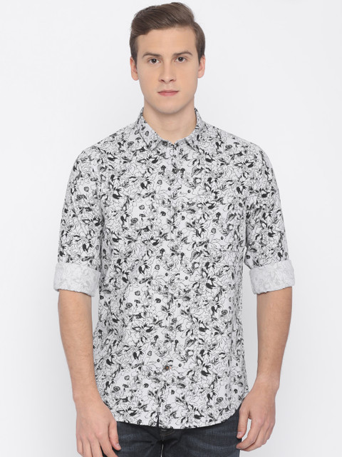

ColorPlus Men Grey & Black Contemporary Regular Fit Printed Casual Shirt